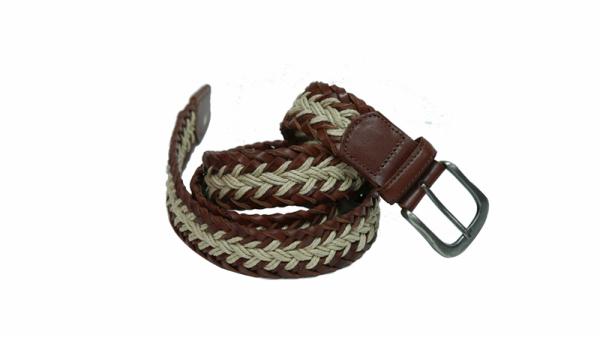 Ceinture en cuir et coton tressée et cintrée 