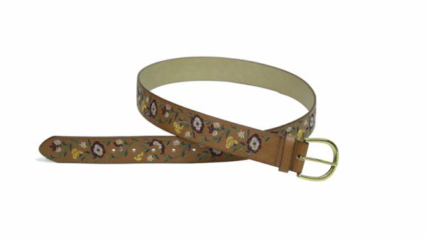  Ceinture simili cuir brodée florale pour femme