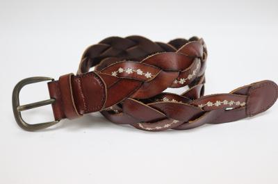 Ceinture en cuir tressé à la main